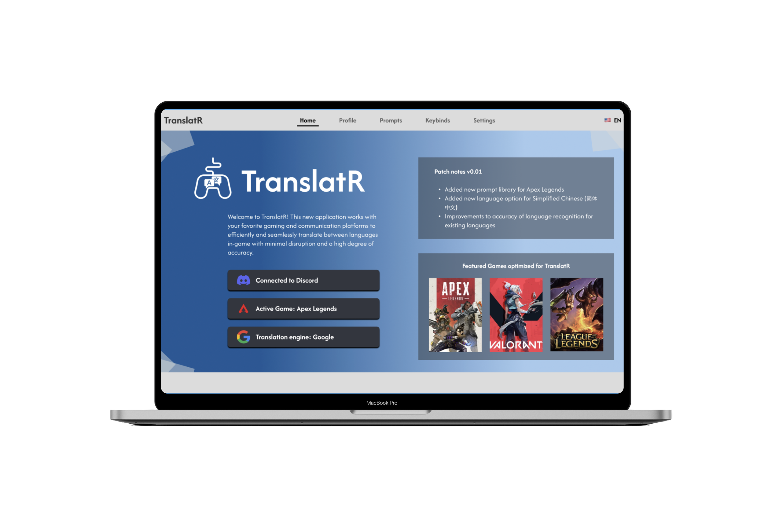 TranslatR interface preview