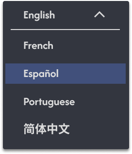 Detail view of the language preference dropdown control